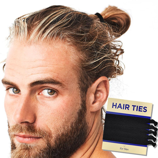 HAVHAF front packaging showing five black hair ties and masculine design benefit