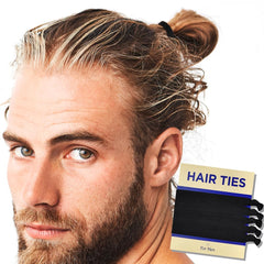 HAVHAF front packaging showing five black hair ties and masculine design benefit