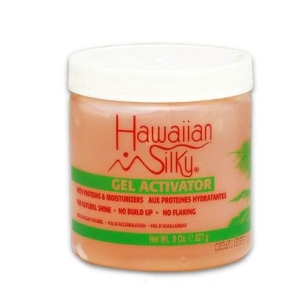 Hawaiian Silky front packaging 8oz showing product label and size, enhances styling clarity