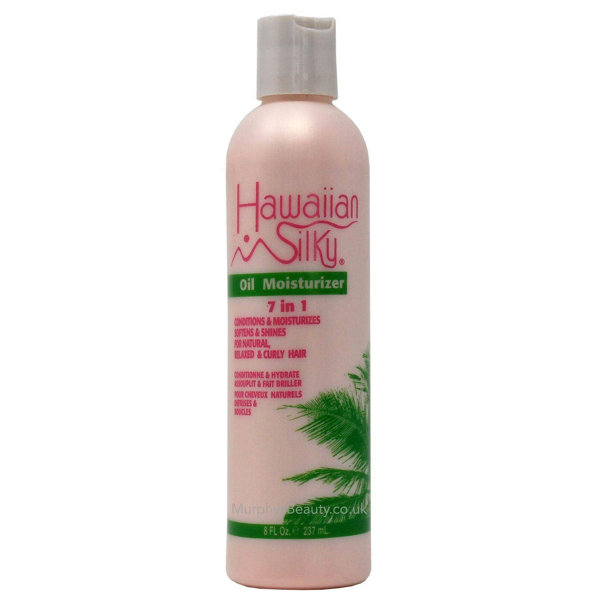 Hawaiian Silky front bottle showing pink oil moisturizer for smoother shine