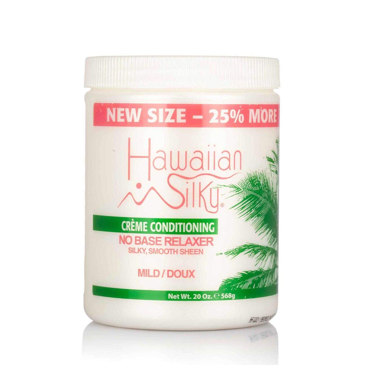 Hawaiian Silky front packaging 20 oz tub showing label and size benefit