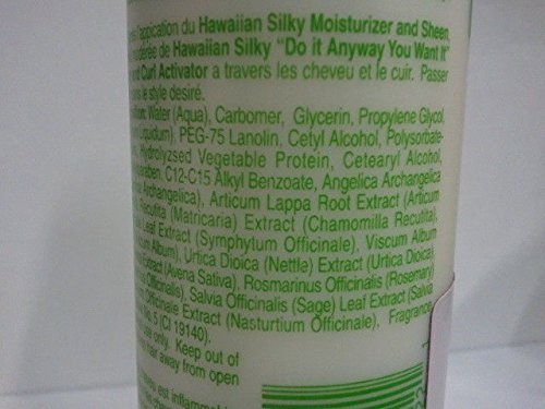Hawaiian Silky label and ingredient area showing essential proteins and product details