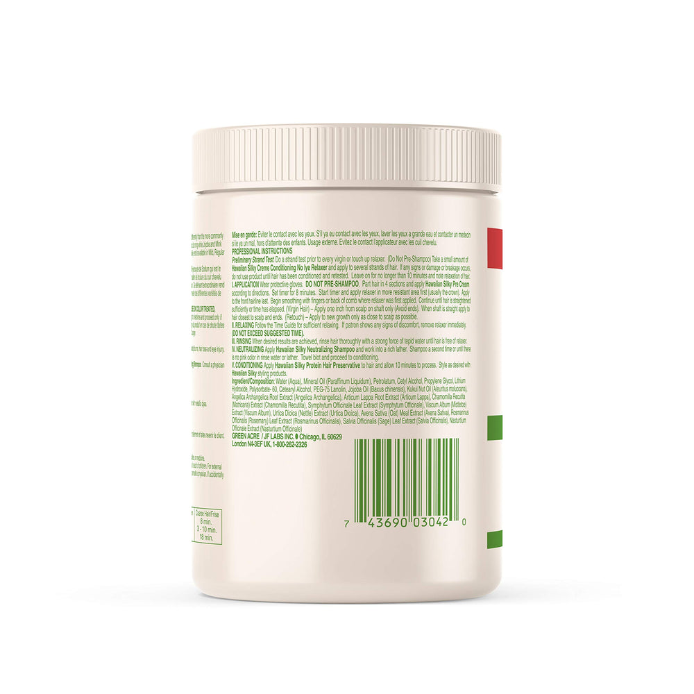 Hawaiian Silky relaxer label closeup highlighting instructions and ingredient clarity for safe use