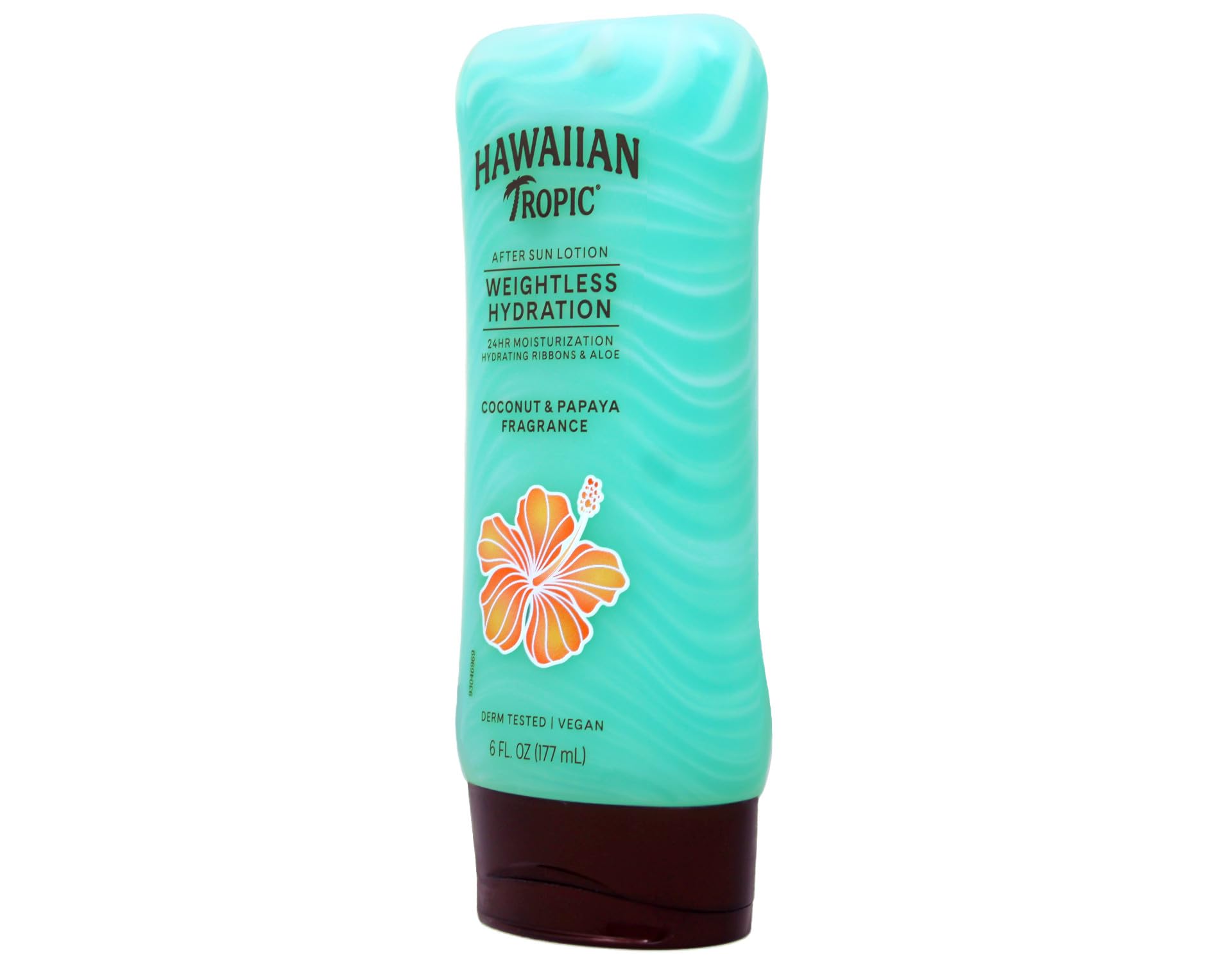 Hawaiian Tropic close-up label with ingredient details and cruelty-free reassurance