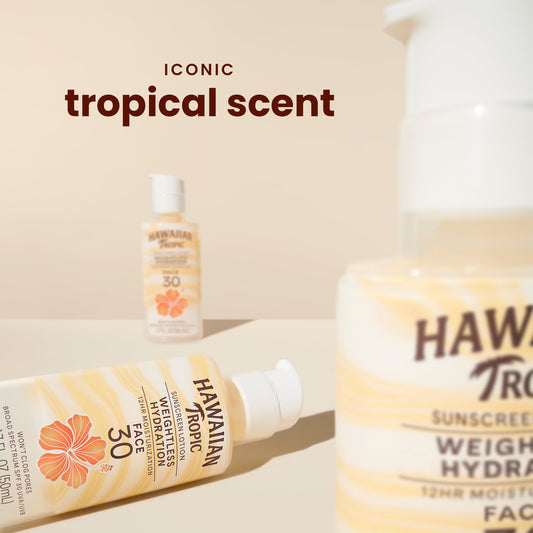 Hawaiian Tropic airless pump close-up for easy precise application