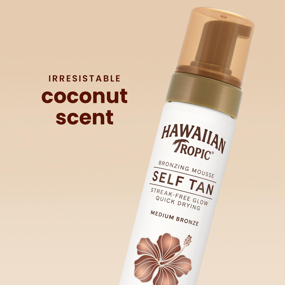 Hawaiian Tropic before and after arm to show natural sunless color