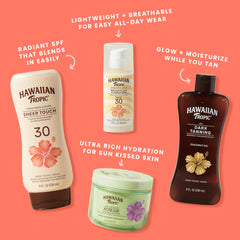 Hawaiian Tropic applied to arm showing even coverage and luminous finish