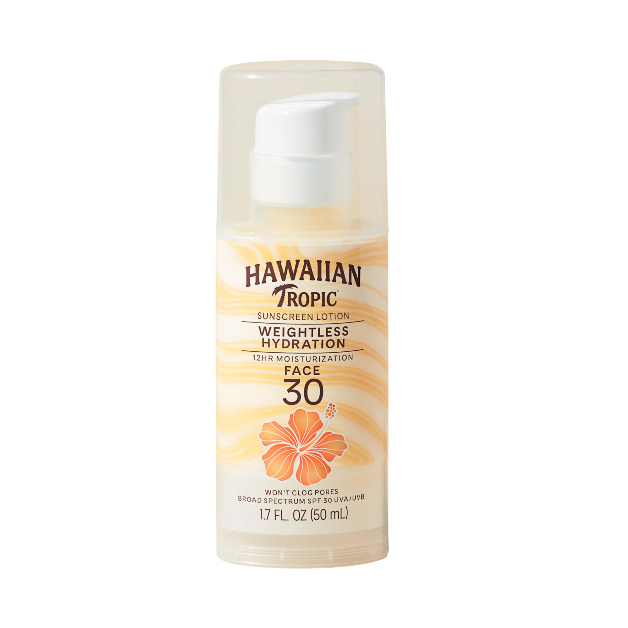 Hawaiian Tropic front bottle showing SPF 30 and travel size benefit