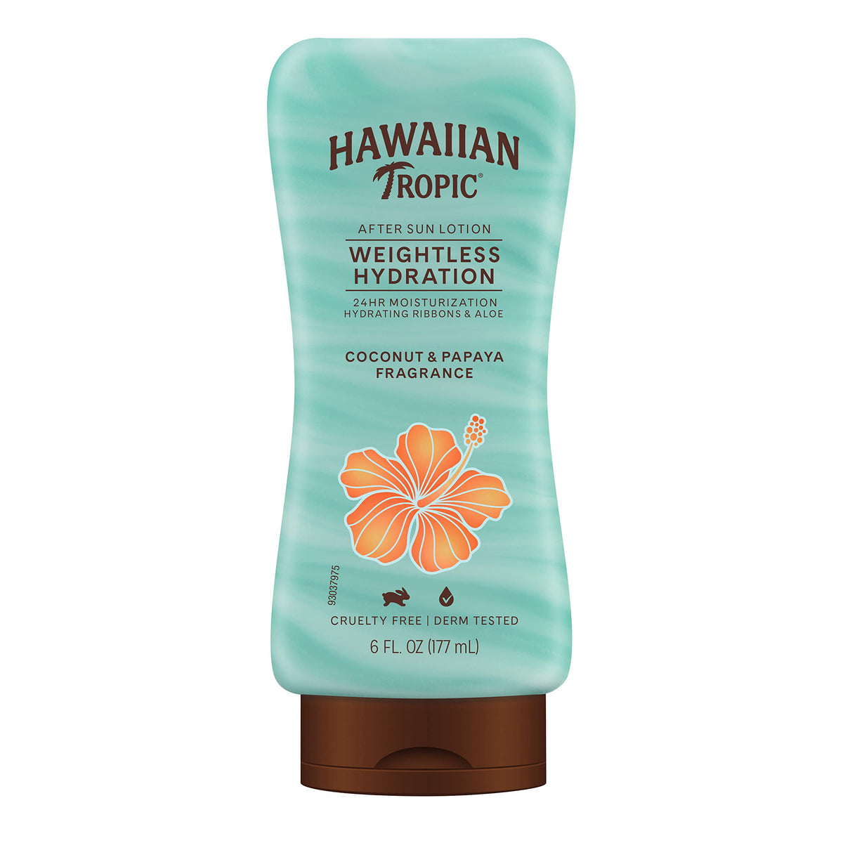 Hawaiian Tropic front packaging showing 6 oz bottle and tropical branding, handy for travel