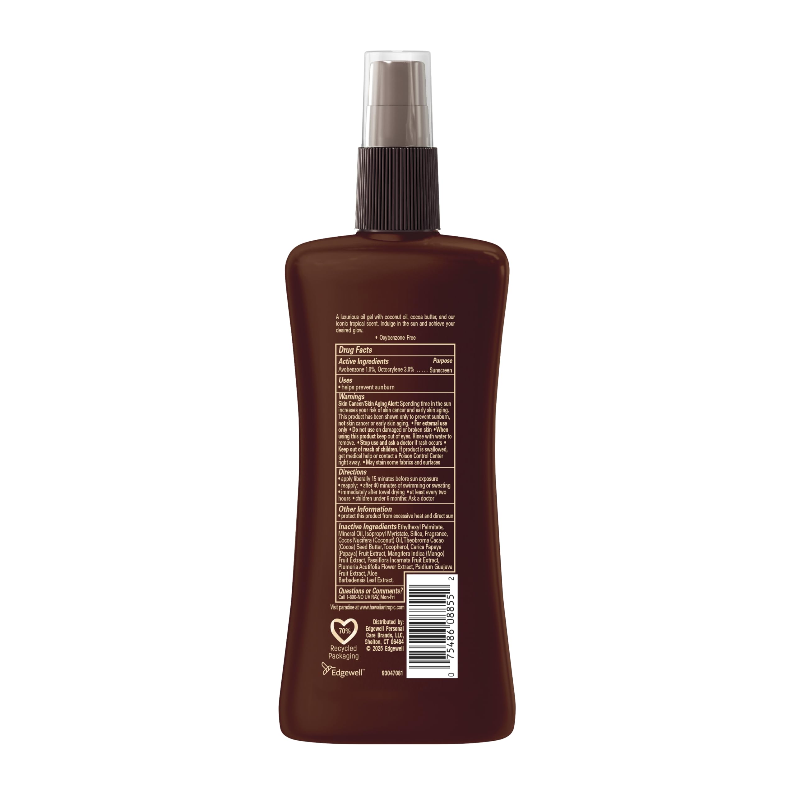 Hawaiian Tropic in beach setting conveying sun-friendly scent and tanning enhancement