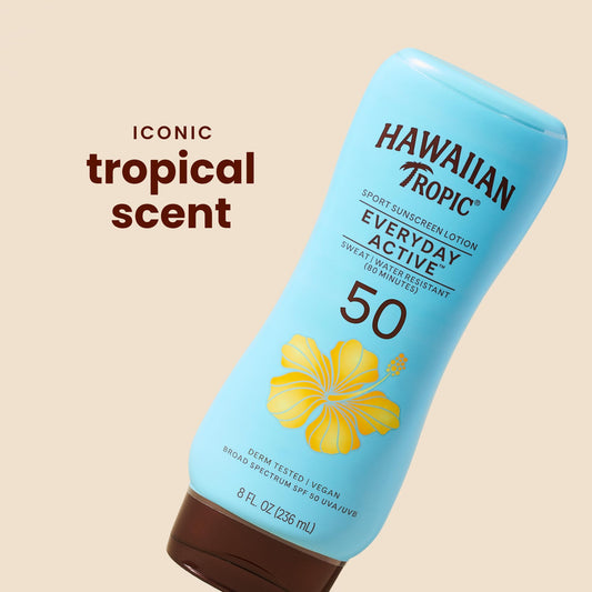Hawaiian Tropic dispensing lotion from bottle for quick reapplication benefit