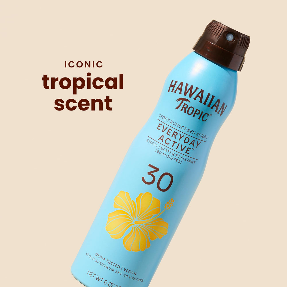 Hawaiian Tropic continuous spray nozzle close-up for fast even application