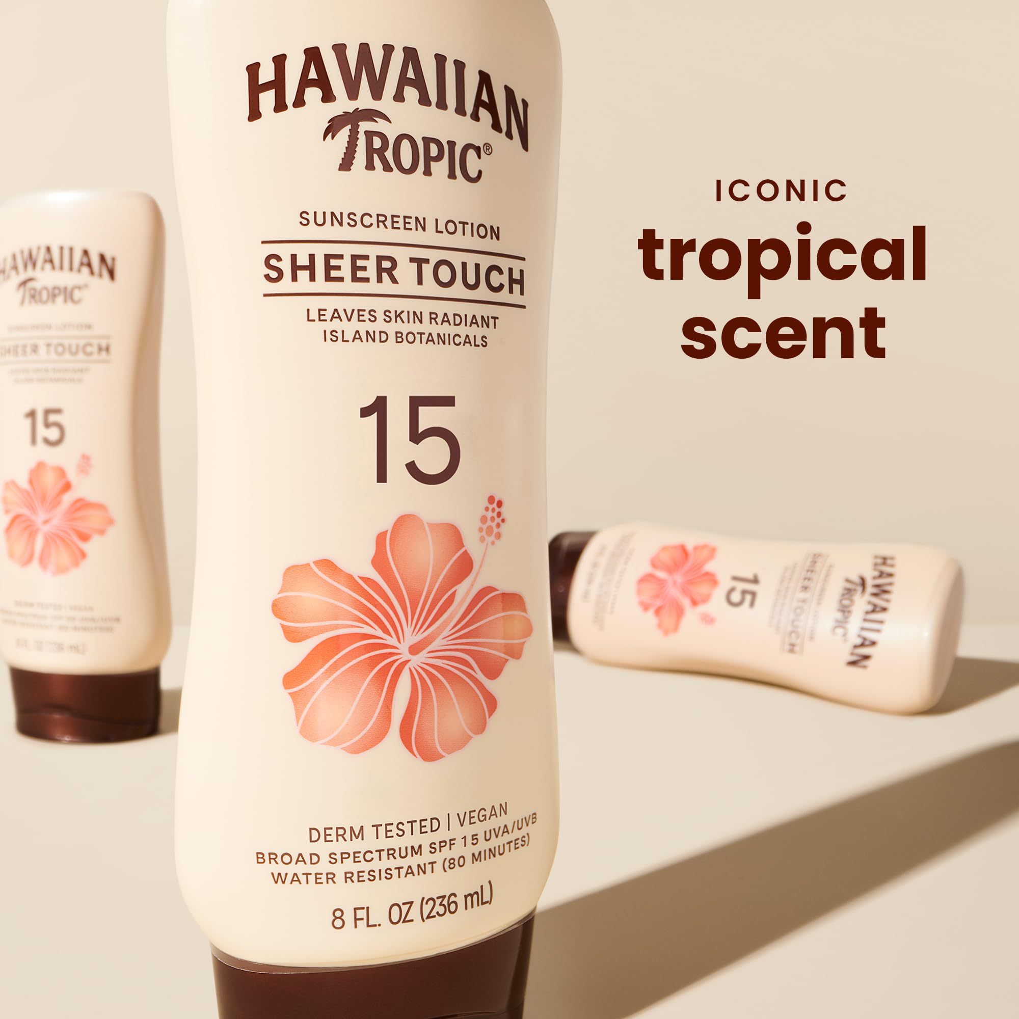 Hawaiian Tropic cap and dispenser detail for easy application benefit