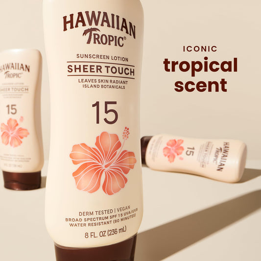 Hawaiian Tropic cap and dispenser detail for easy application benefit