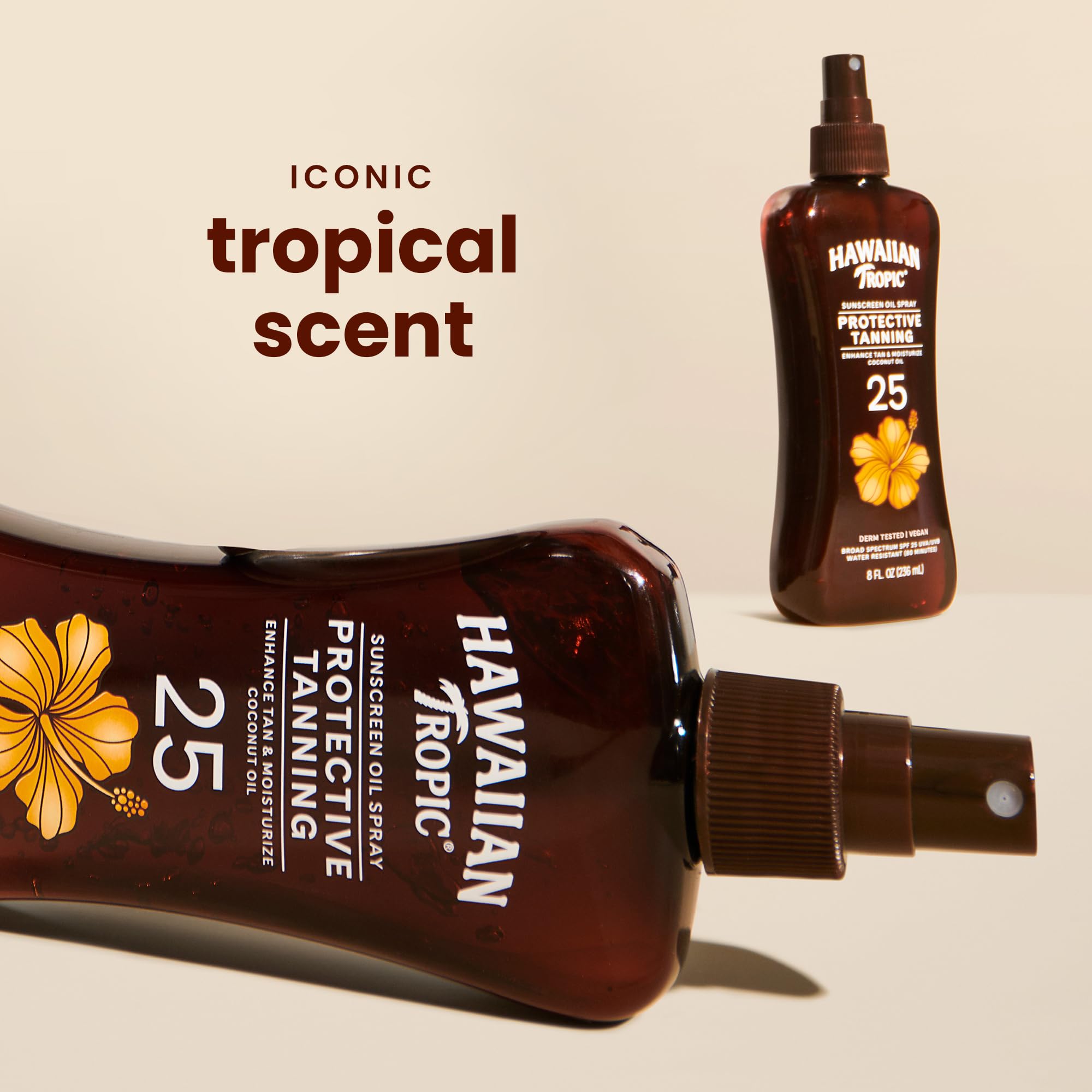 Hawaiian Tropic pump nozzle detail for easy, even sunscreen application benefit