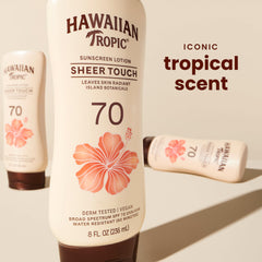 Hawaiian Tropic texture close-up showing lightweight, non-greasy finish