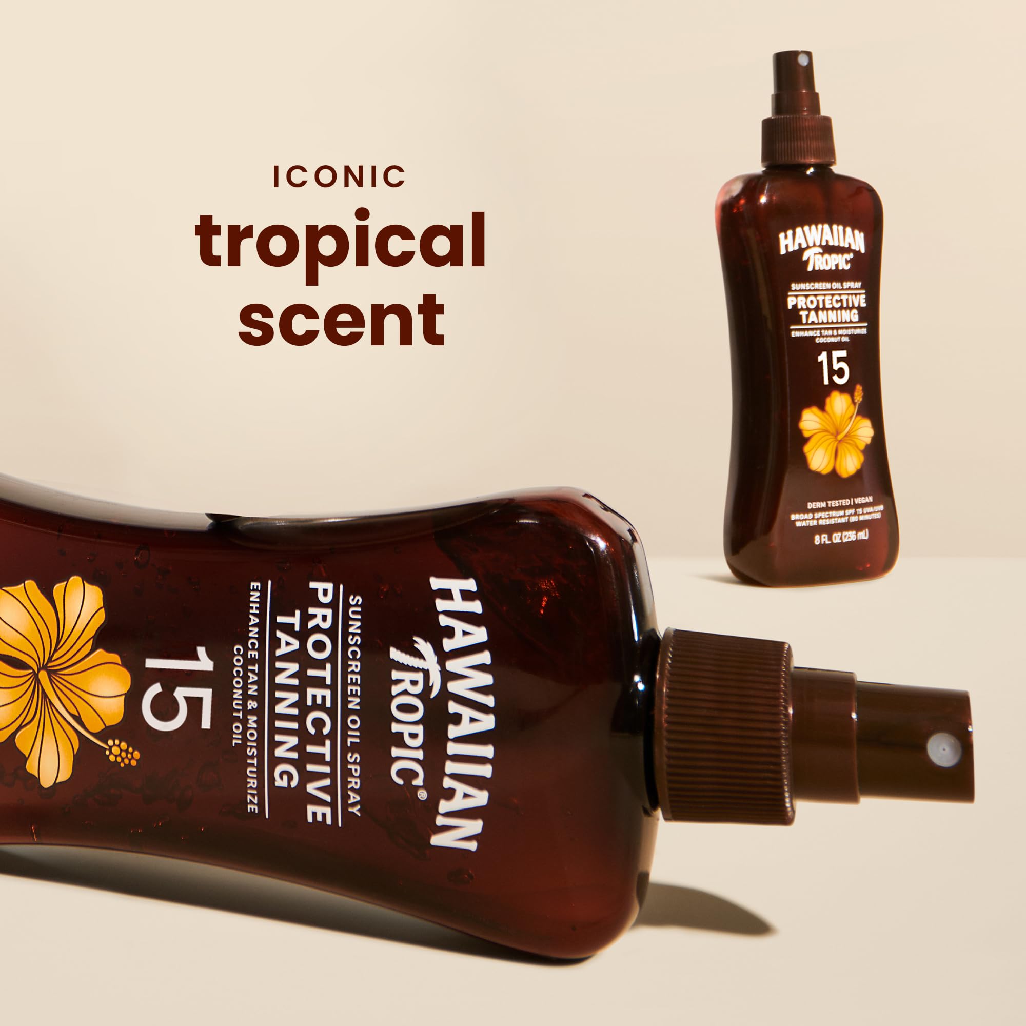 Hawaiian Tropic oil-gel texture close-up demonstrating hydrating feel on skin