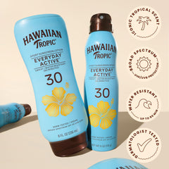 Hawaiian Tropic texture absorbing on skin showing lightweight, breathable feel
