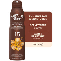 Hawaiian Tropic twist-lock nozzle detail demonstrating leak prevention and travel convenience