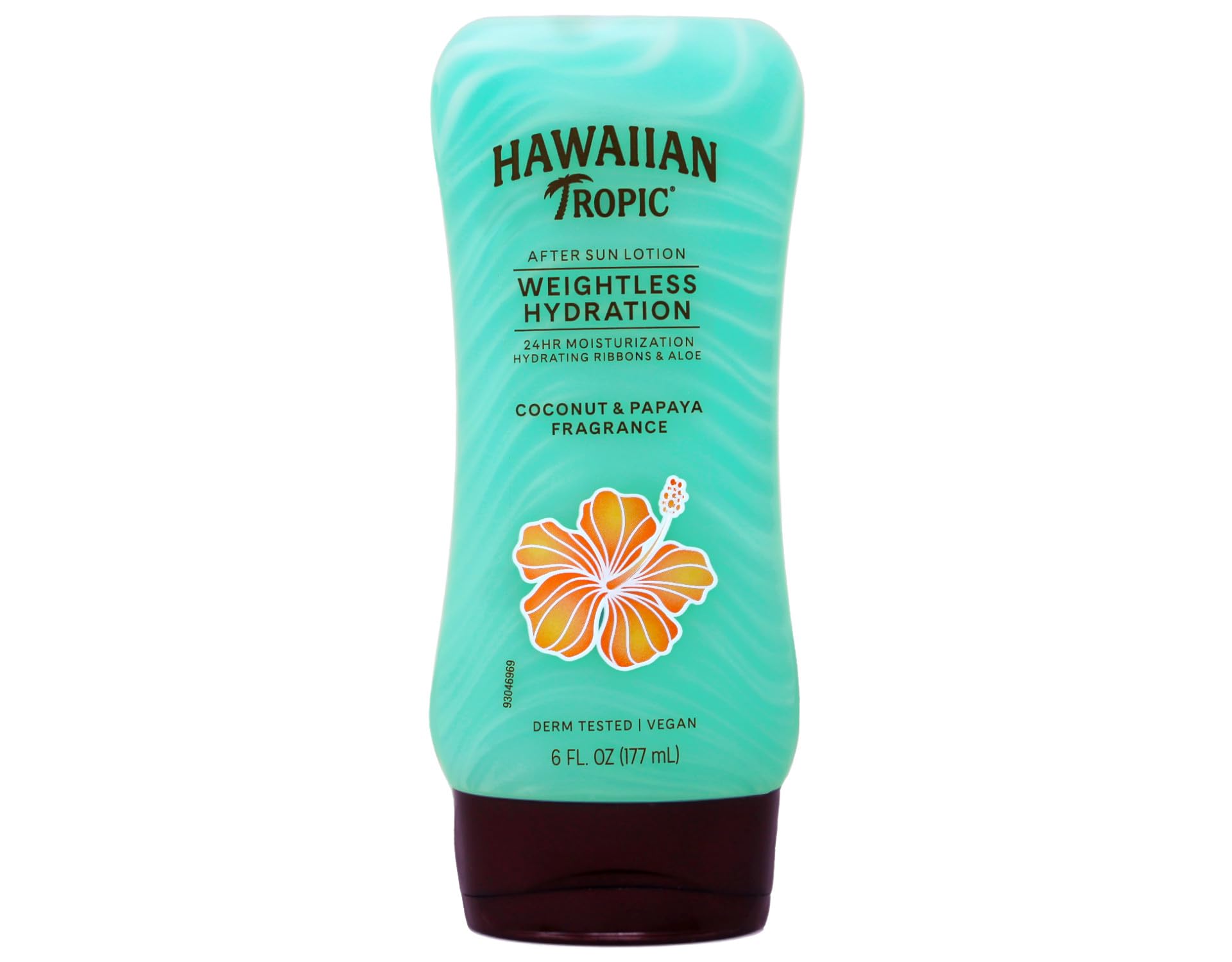 Hawaiian Tropic front packaging shows product identity and convenient 6oz size