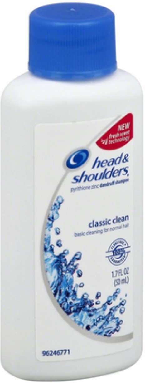 Head & Shoulders travel bottle front view showing compact convenience and reliable flake control