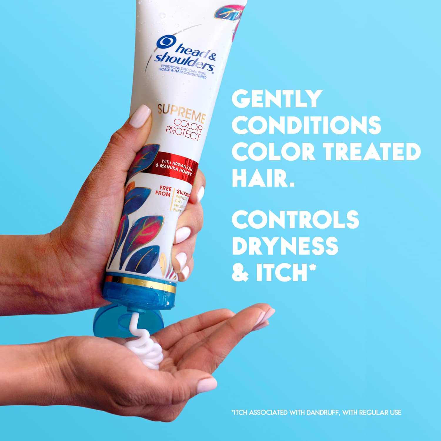Head & Shoulders bottle in hand showing 9.4 fl oz scale