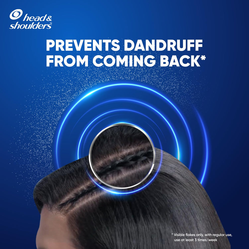 Head & Shoulders label closeup highlighting anti‑dandruff benefits and clarity