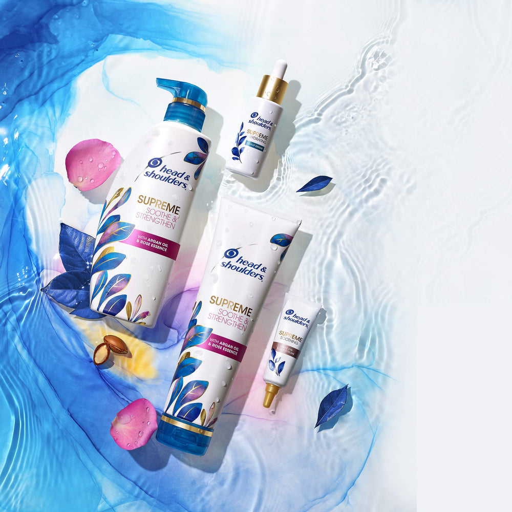 Head & Shoulders label and ingredient panel focusing on argan oil and vitamin E benefits
