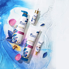 Head & Shoulders label and ingredient panel focusing on argan oil and vitamin E benefits
