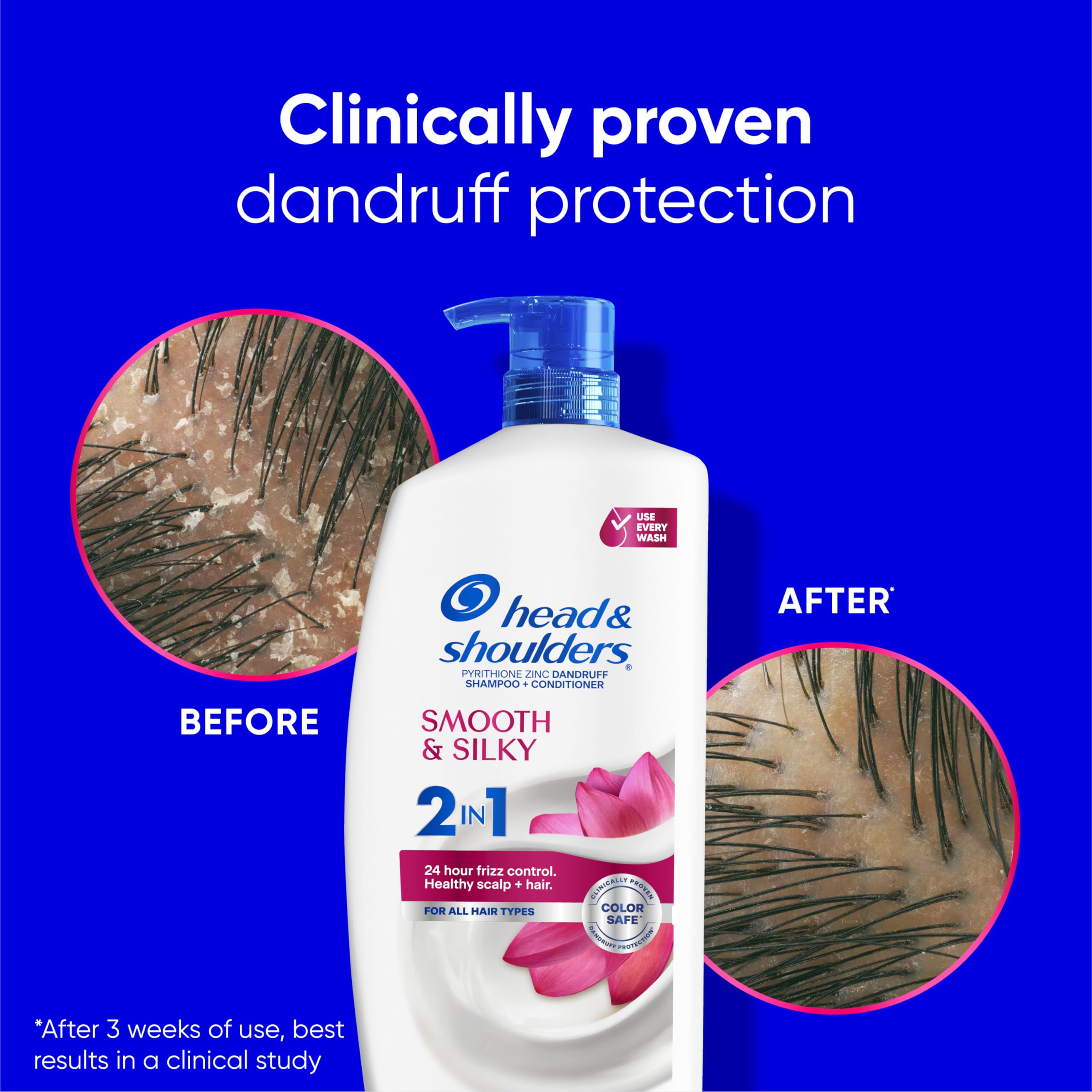 Head & Shoulders finished styled hair showing smooth shiny results