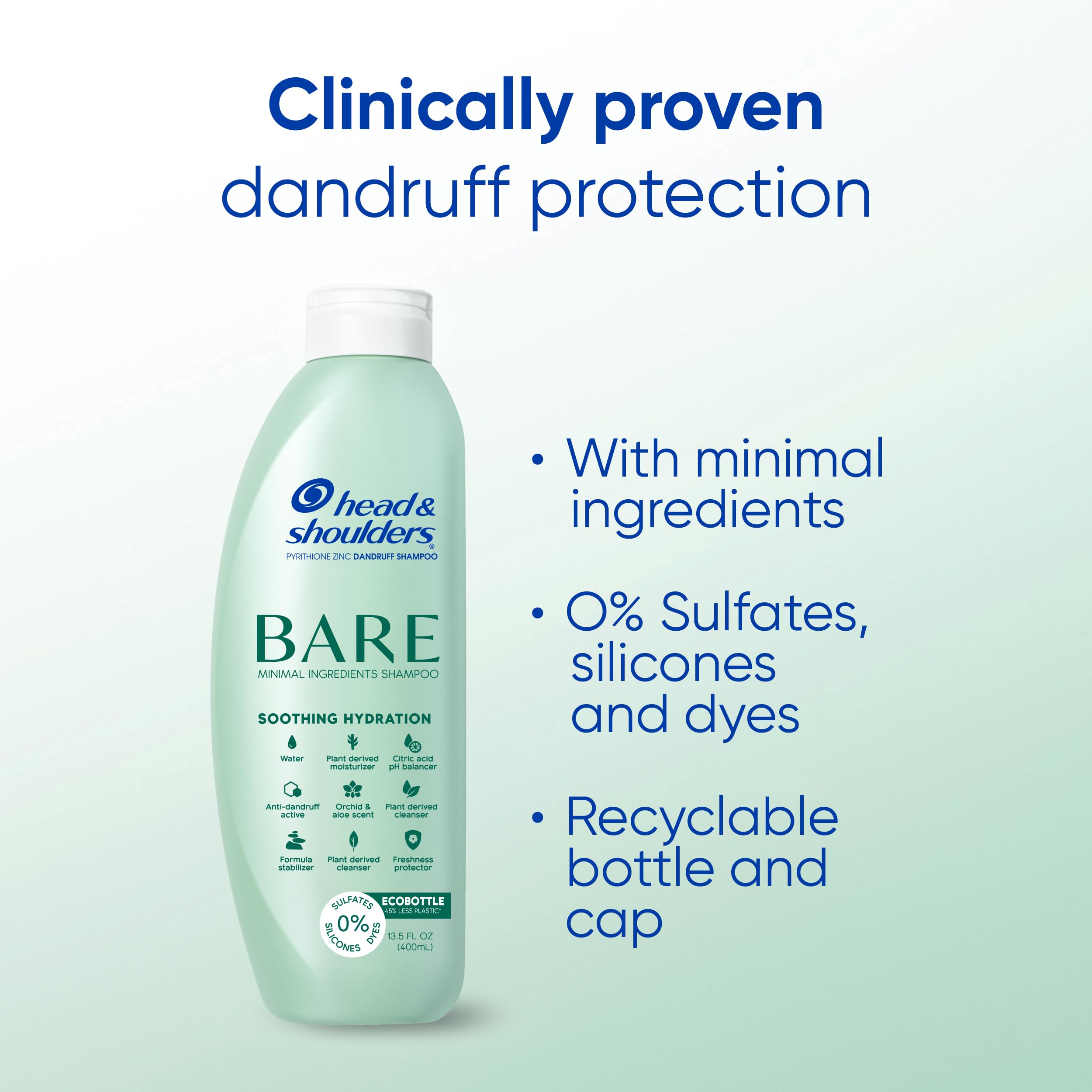 Head & Shoulders ECOBOTTLE close-up highlighting reduced plastic design