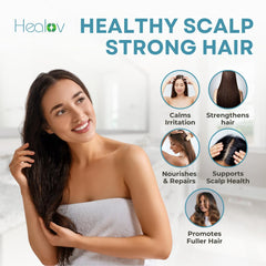 Healov family using shampoo in bathroom illustrating safe family use