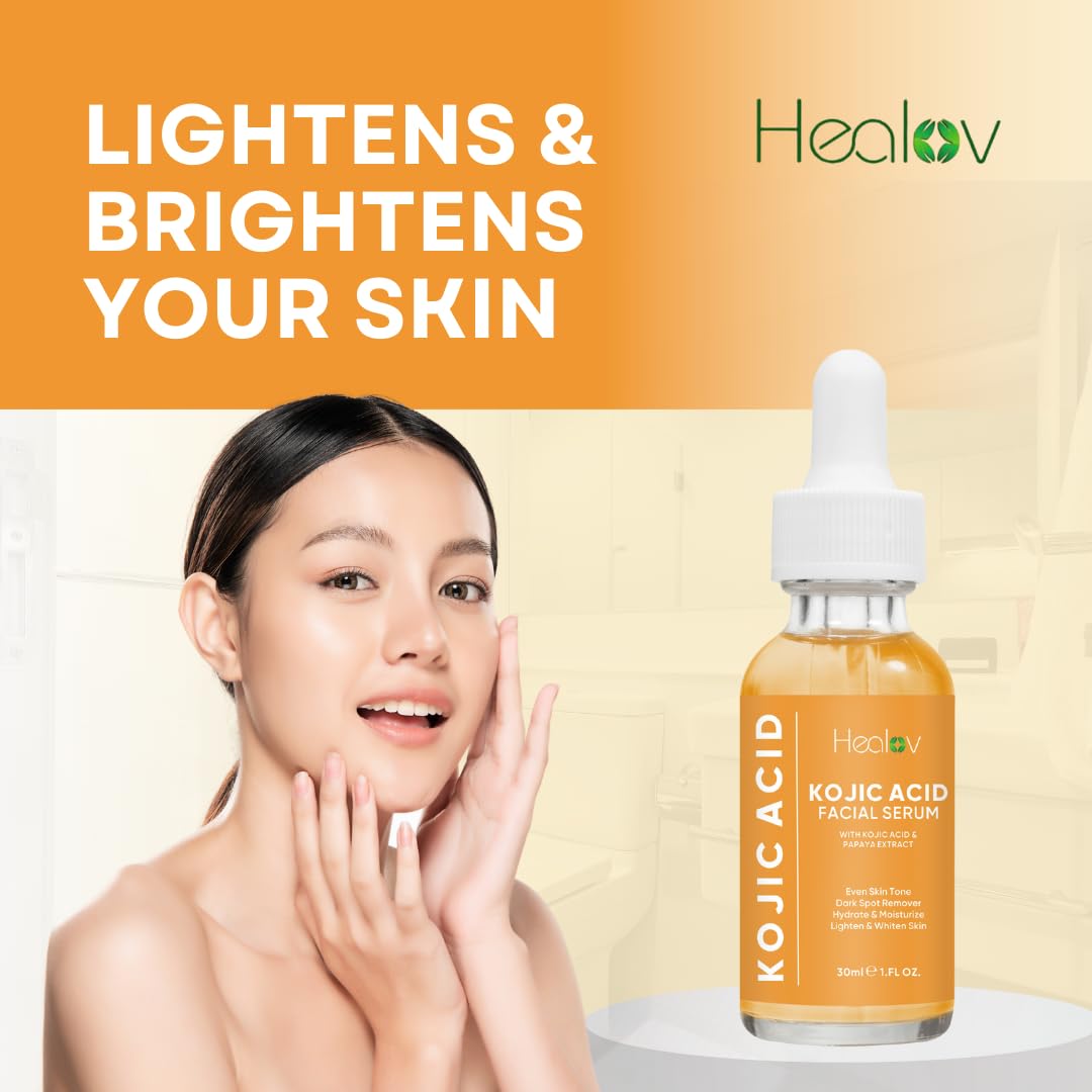 Healov serum on bathroom counter in routine scene promoting daily use benefit