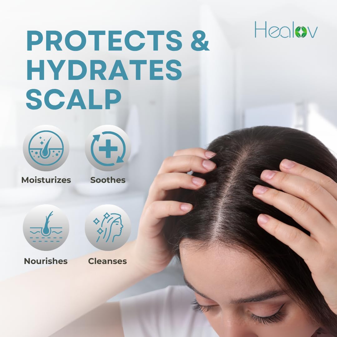Healov lather on scalp in hand showing gentle foaming and comfort