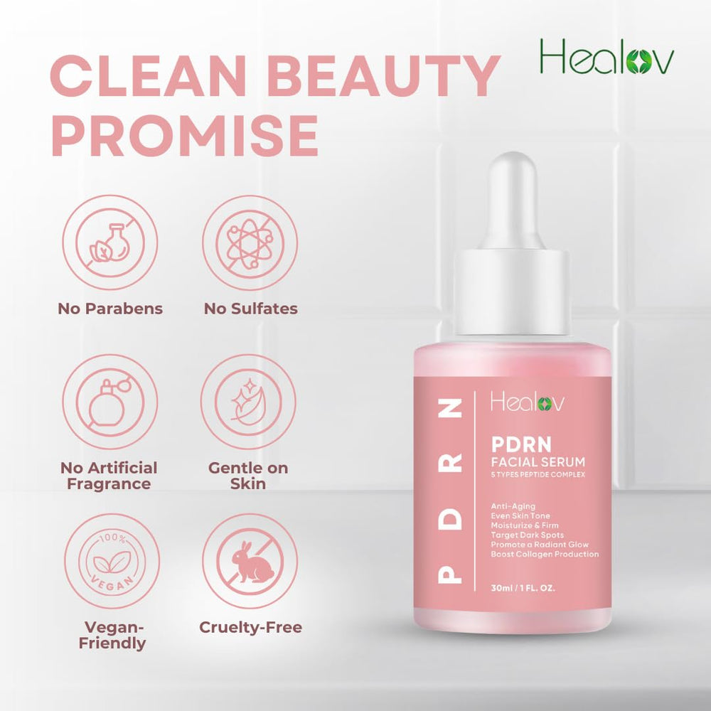 Healov bottle staged with flowers communicating gentle formulation and calm benefit