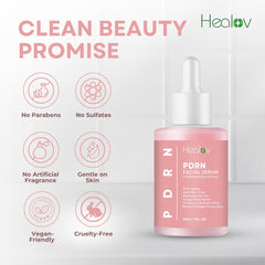 Healov bottle staged with flowers communicating gentle formulation and calm benefit