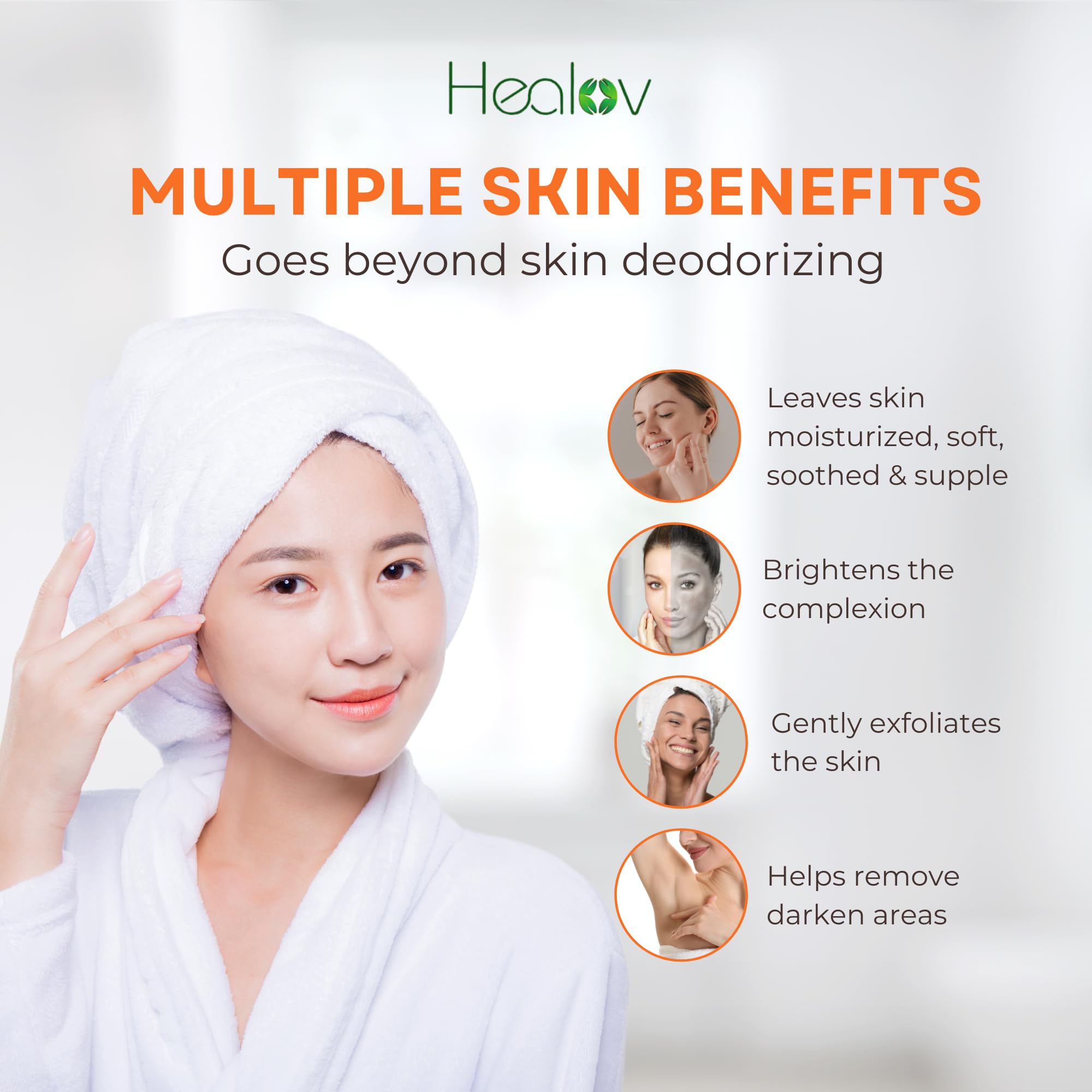 Healov persimmon soap rich lather foam on palm, demonstrates effective cleansing