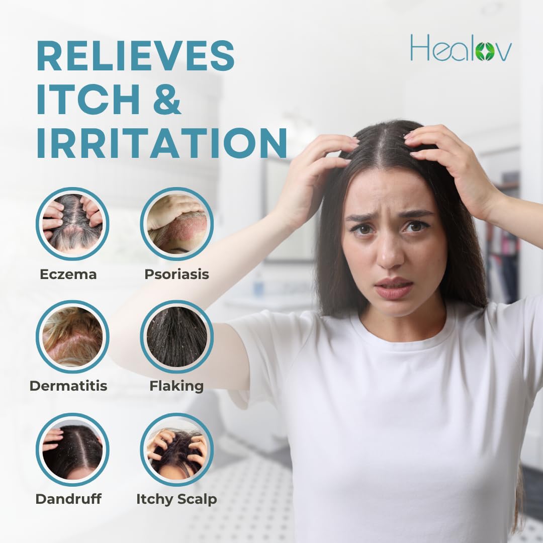 Healov creamy shampoo texture closeup demonstrating moisturizing feel