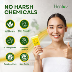 Healov sulfur soap ingredient label showing natural-sourced ingredient benefit