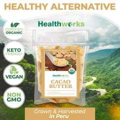 Healthworks cacao butter blended into skin balm showing moisturizing benefit