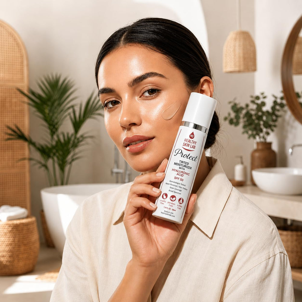 Healthy Skin Lab face before and after demonstrating natural evenness