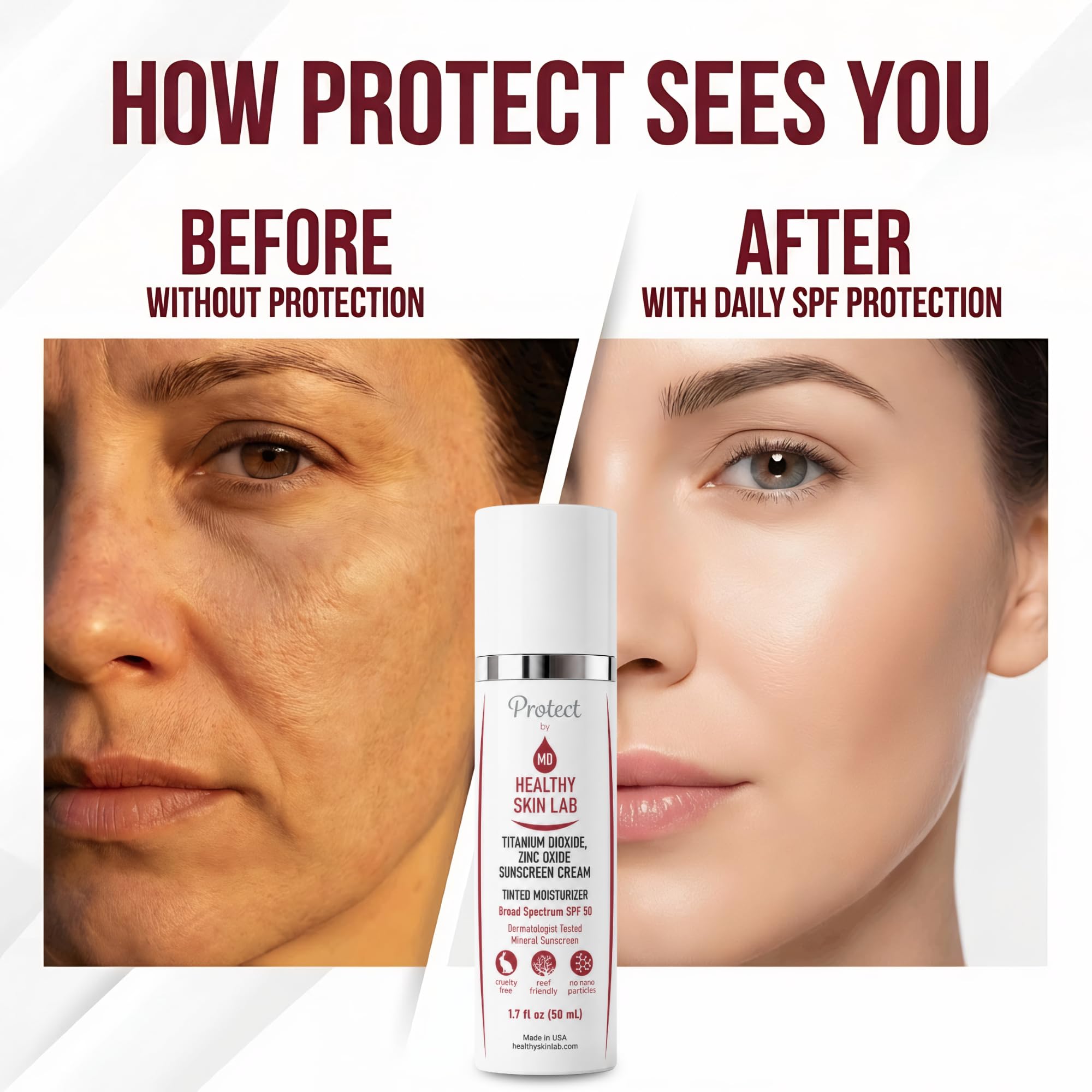 Healthy Skin Lab ingredients label close-up emphasizing mineral filters