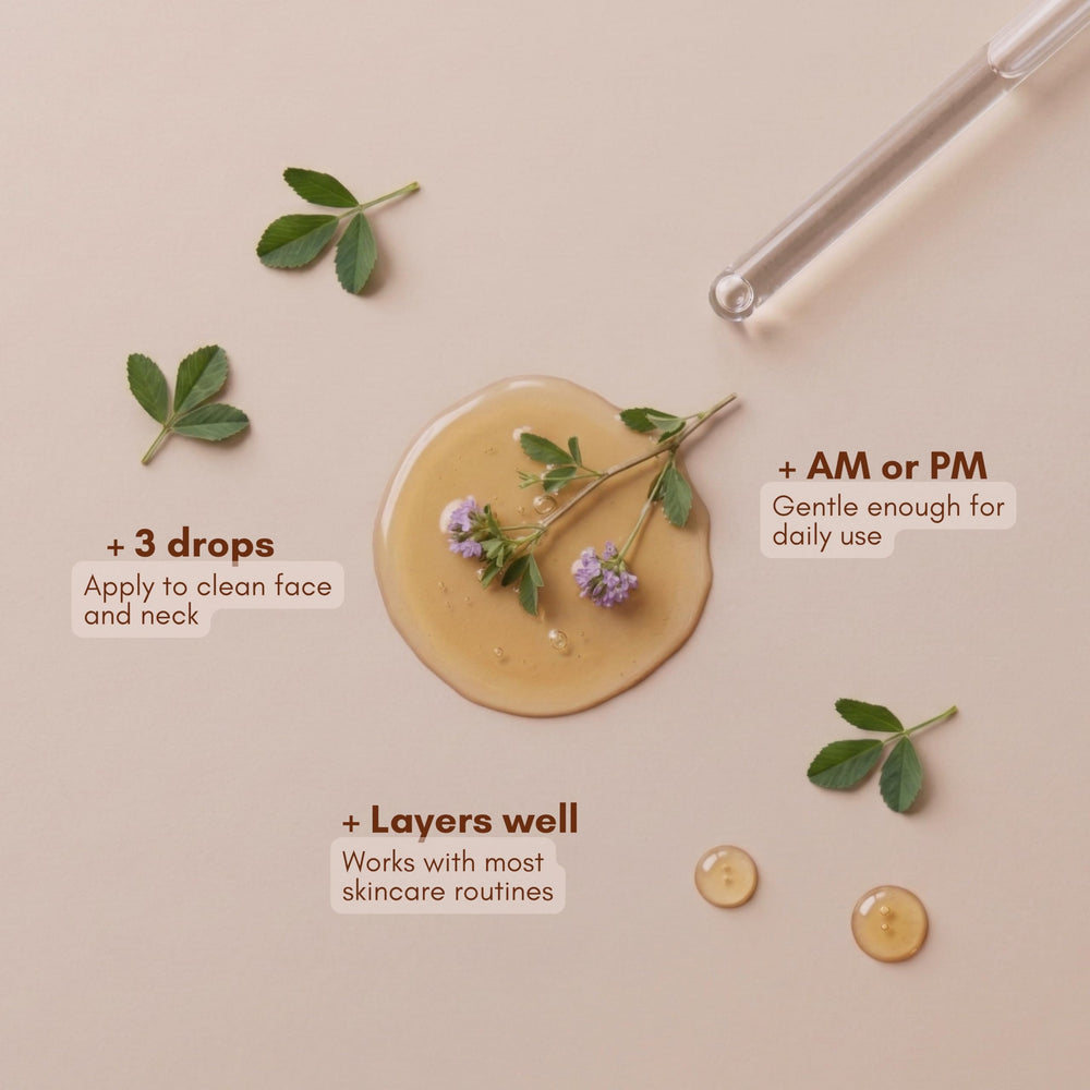 Hearthical ingredients flatlay with jojoba and sea buckthorn for antioxidants