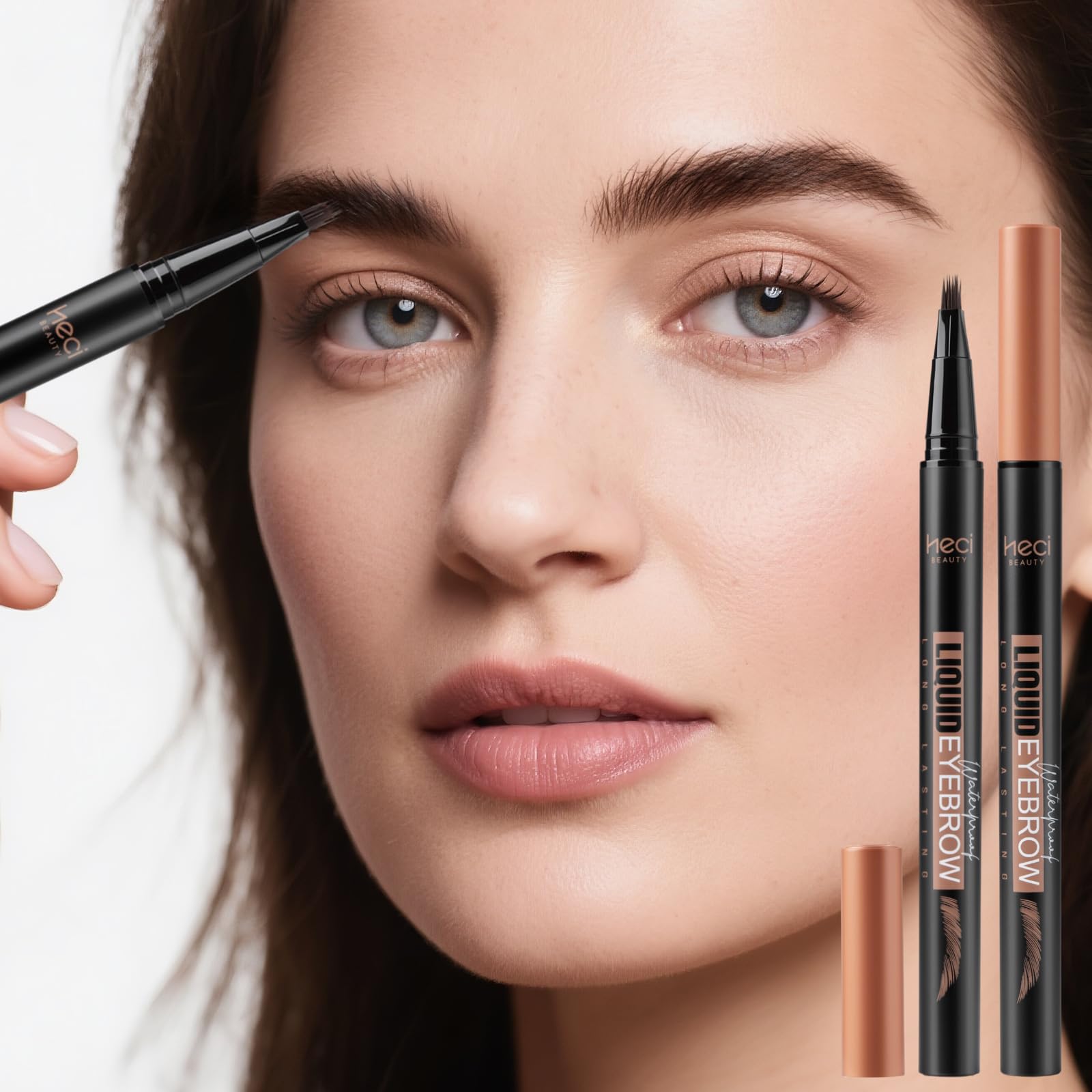 HECI BEAUTY 0.1mm tip close-up delivering ultra-precise hair-like strokes