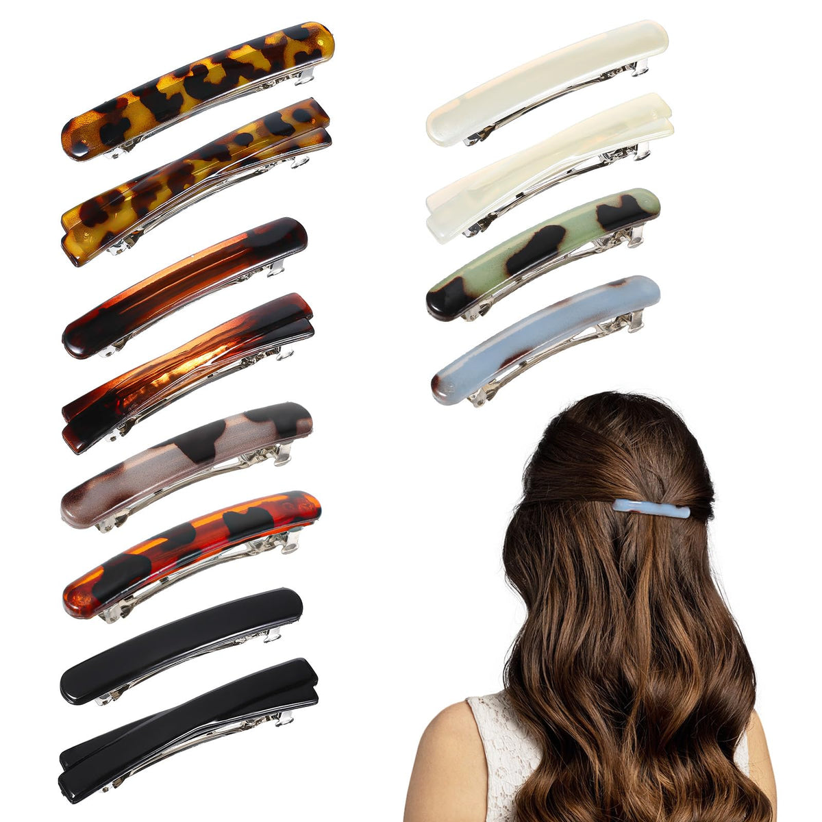 Heclia front packaging showing eight barrettes and neat storage benefit