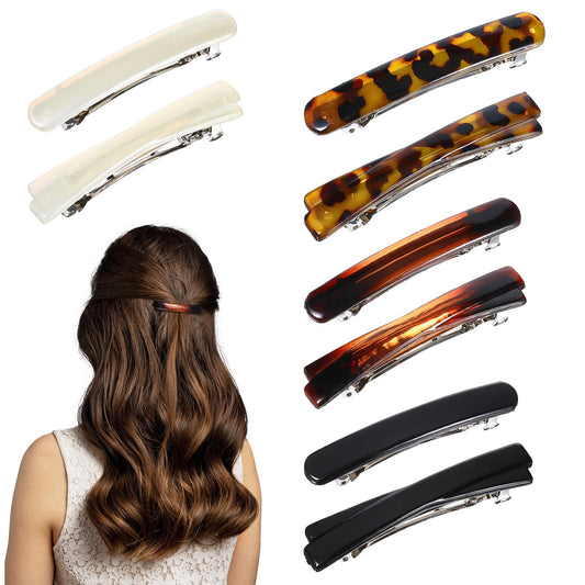 Heclia front view of tortoise shell clip showing elegant finish and reliable hold