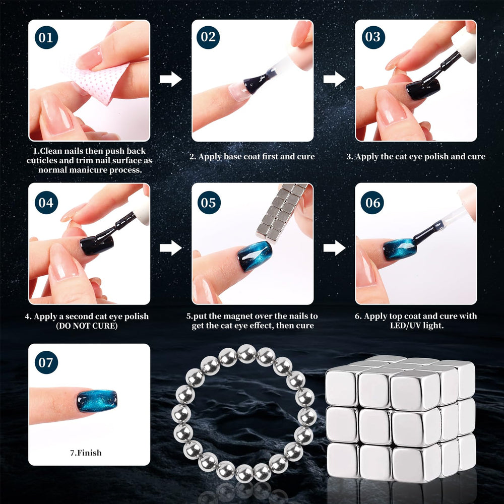 heemeei magnets arranged to show pattern options for creative nail designs