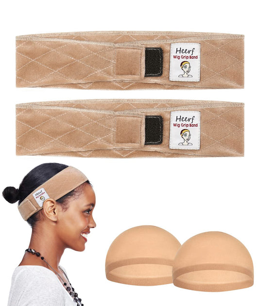 Heerf front packaging showing 2-pack wig grip for secure wear
