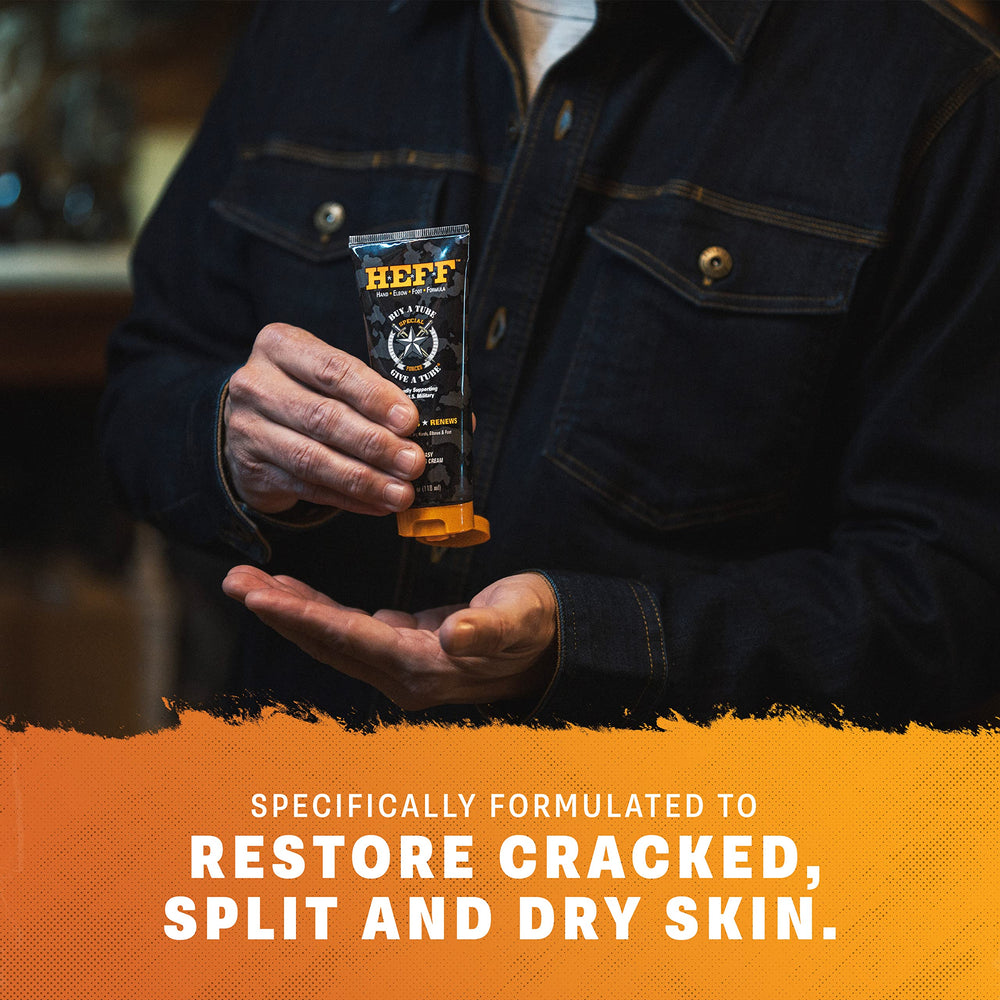 Heff lotion applied to hand demonstrating smooth hydration