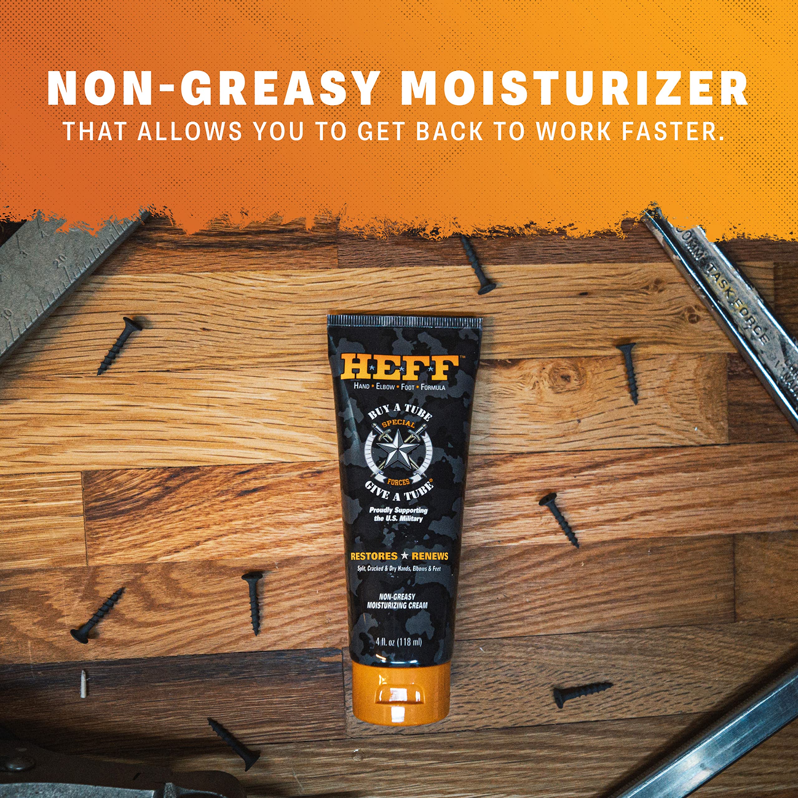 Heff tube close-up showing lotion texture and quick absorption
